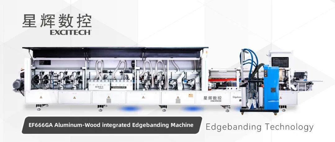 Integrovaná olepovačka hrán z hliníka a dreva s technológiou Excitech EF666GA.